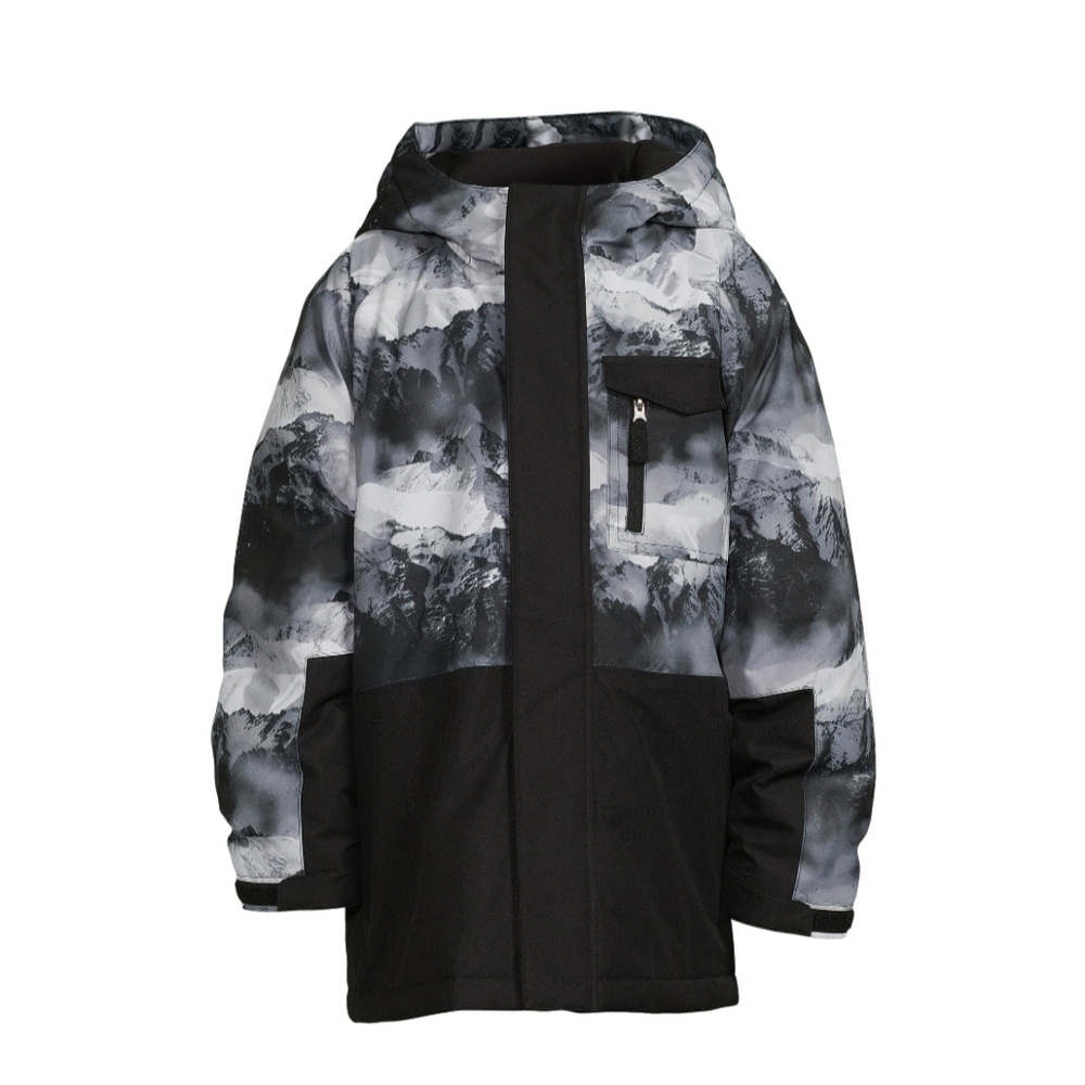 Boys 3-in-1 System Winter Snow Jacket with Hood Black Print Swiss Tech NWT